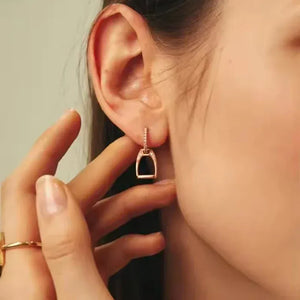 Delicate 100% 925 Sterling Silver fashion Horse Jewelry Simple Equestrian Horse Lover Hoop Earring Paved Mini CZ Dangle Earring