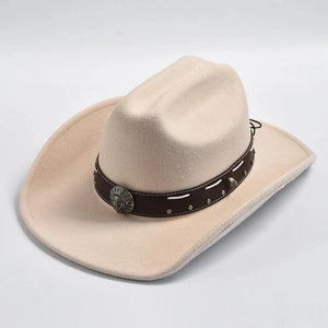 Filthatt Cowboy med Läderbälte Beige / One Size