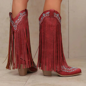 Fransboots med Broderi i Westernstil