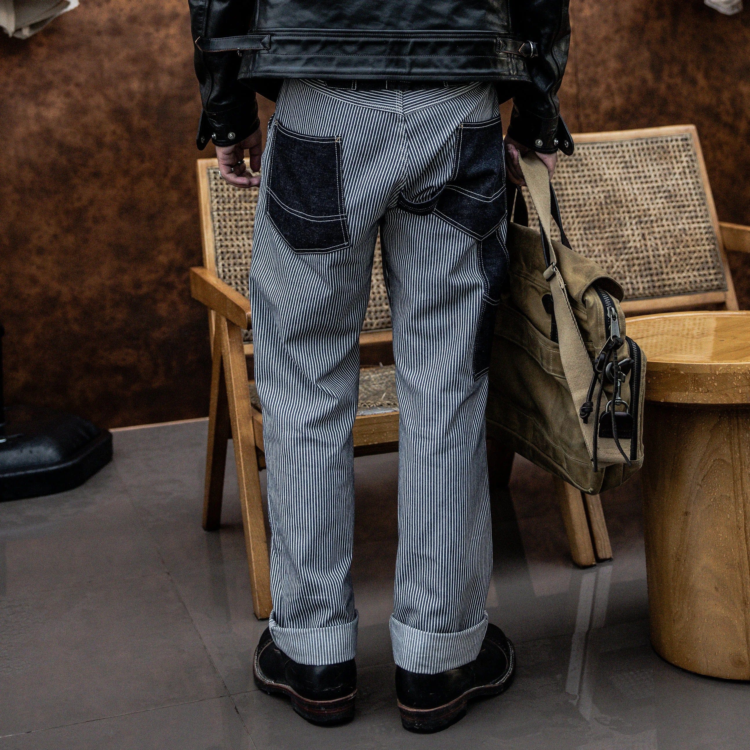 Hickoryrandiga jeans herr