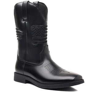 Cowboy Boots Herr i Skinnimitation med Fyrkantig Tå Svart / 39.5