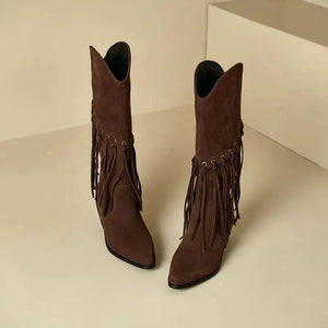 Höga Frans Cowboyboots i Mocka