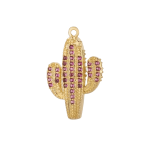 Kaktus Hängsmycke med Kristaller Guld / Rosa