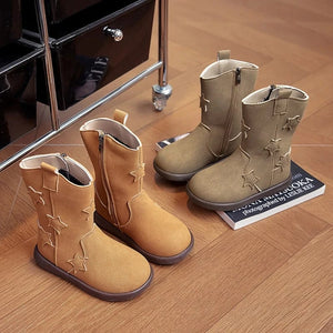 Cowboyboots barn med äkta läder och stjärndetaljer