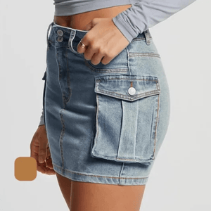 Kort Cargokjol i Jeans