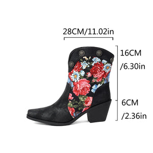 Korta Cowboyboots med Blommor