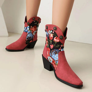 Korta Cowboyboots med Blommor