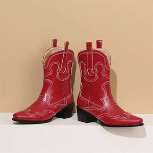 Låga Cowboyboots med Kontrastsöm för Dam