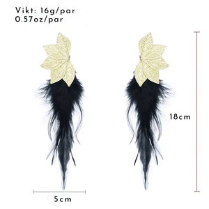 Långa örhängen med fjädrar