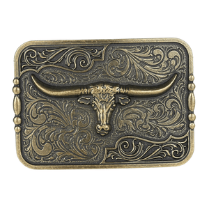 Longhorn Bältesspänne Blommig Design Guld