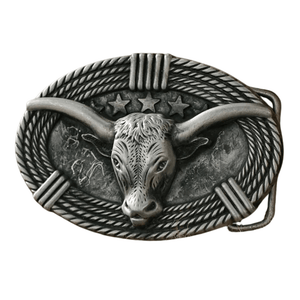 Longhorn Bältesspänne Western Cowboy Spänne Metall Antiksilver