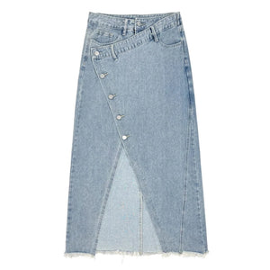 Midi jeanskjol med knappar och slit