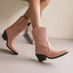 Mönstrade Låga Cowboyboots för Dam