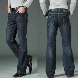 Mörkblå utsvängda jeans för herr