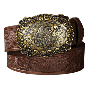 Mörkbrunt cowboybälte Örn / 120cm