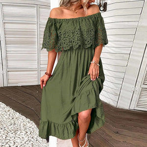 Off shoulder klänning sommar
