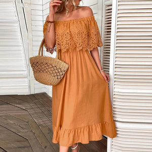 Off shoulder klänning sommar