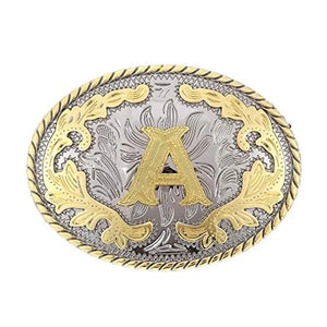 Ovalt westernbältesspänne med initial