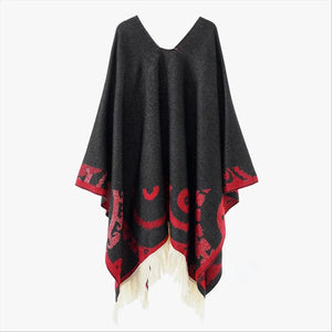 Poncho jacka dam Svart röd / One Size