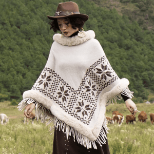 Poncho med päls