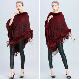 Poncho med päls
