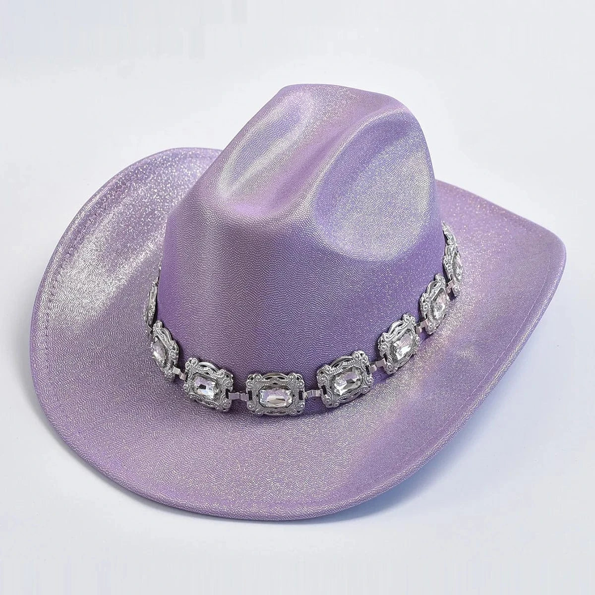 Rhinestone Fedora Cowboyhatt Lavendel / One Size