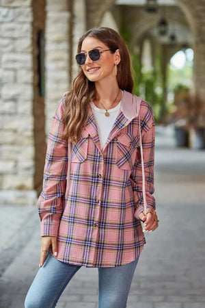Rutig skjorta med huva för dam