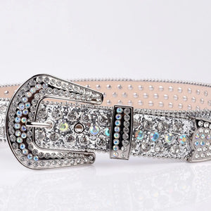Silverfärgat westernbälte med strass