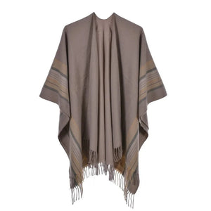 Sjal poncho Mörkbeige / One Size