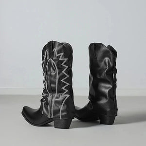 Slouchiga Cowboyboots i Mocka för Dam