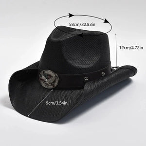 Svart cowboyhatt i halm för herr Svart / One Size