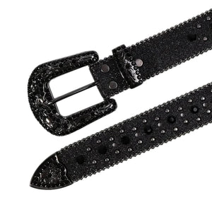 Svart westernbälte med korsdetalj och strass