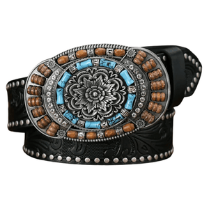Svart westernbälte turkosspänne Modell 1 / 120cm