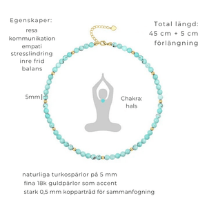 Tunn choker med turkosa pärlor Turkosblå / 45cm
