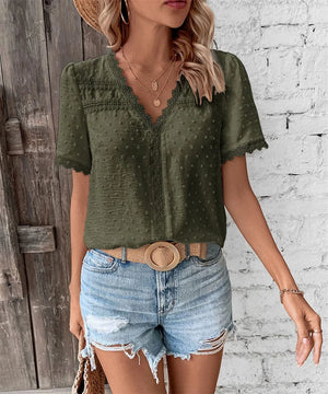 V ringad blus dam