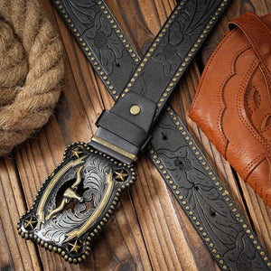 Vintage cowboybälte longhornspänne