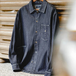 Vintage jeansskjorta herr i workwear-stil