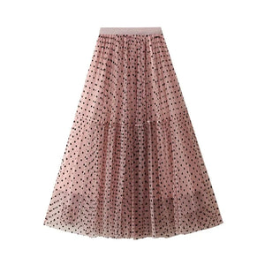 Vintage Saloon kjol i klassiskt prickigt mönster Rosa / One Size