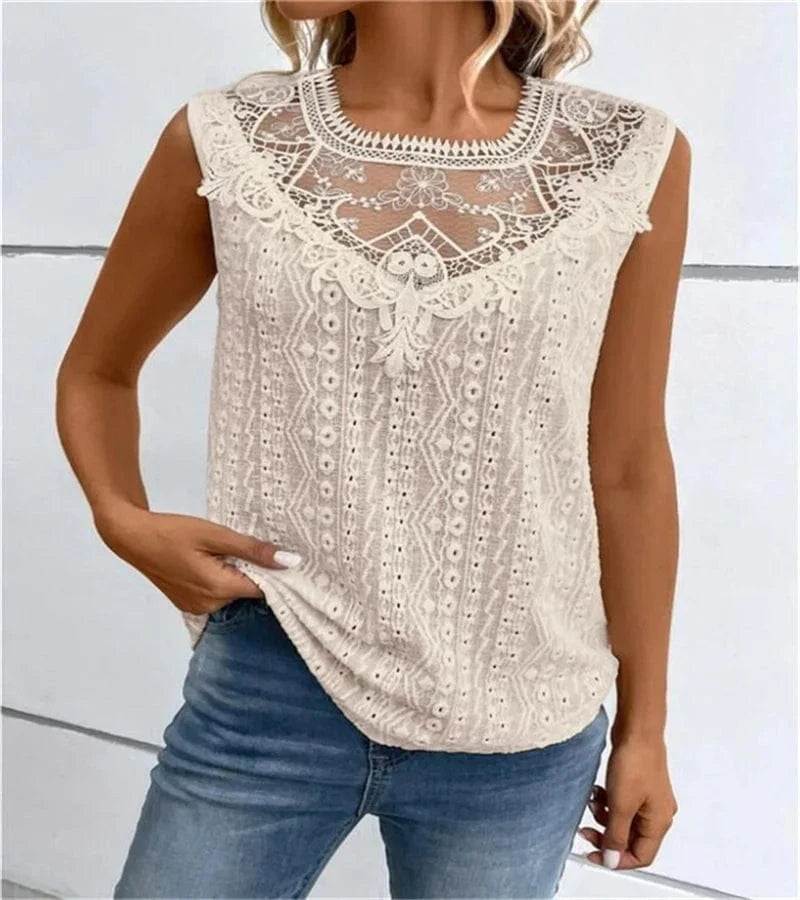 Virkad blus Khaki / S