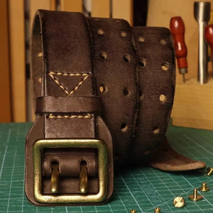 Western bälte i äkta läder med vintage spänne