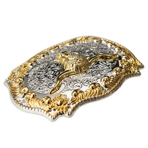 Western Bältesspänne Guld Silver Blommig Bakgrund Motiv