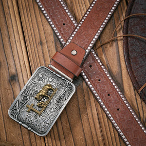 Westernbälte med silverfärgat cowboy prayer