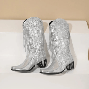 Westernboots med Glittrande Fransdesign