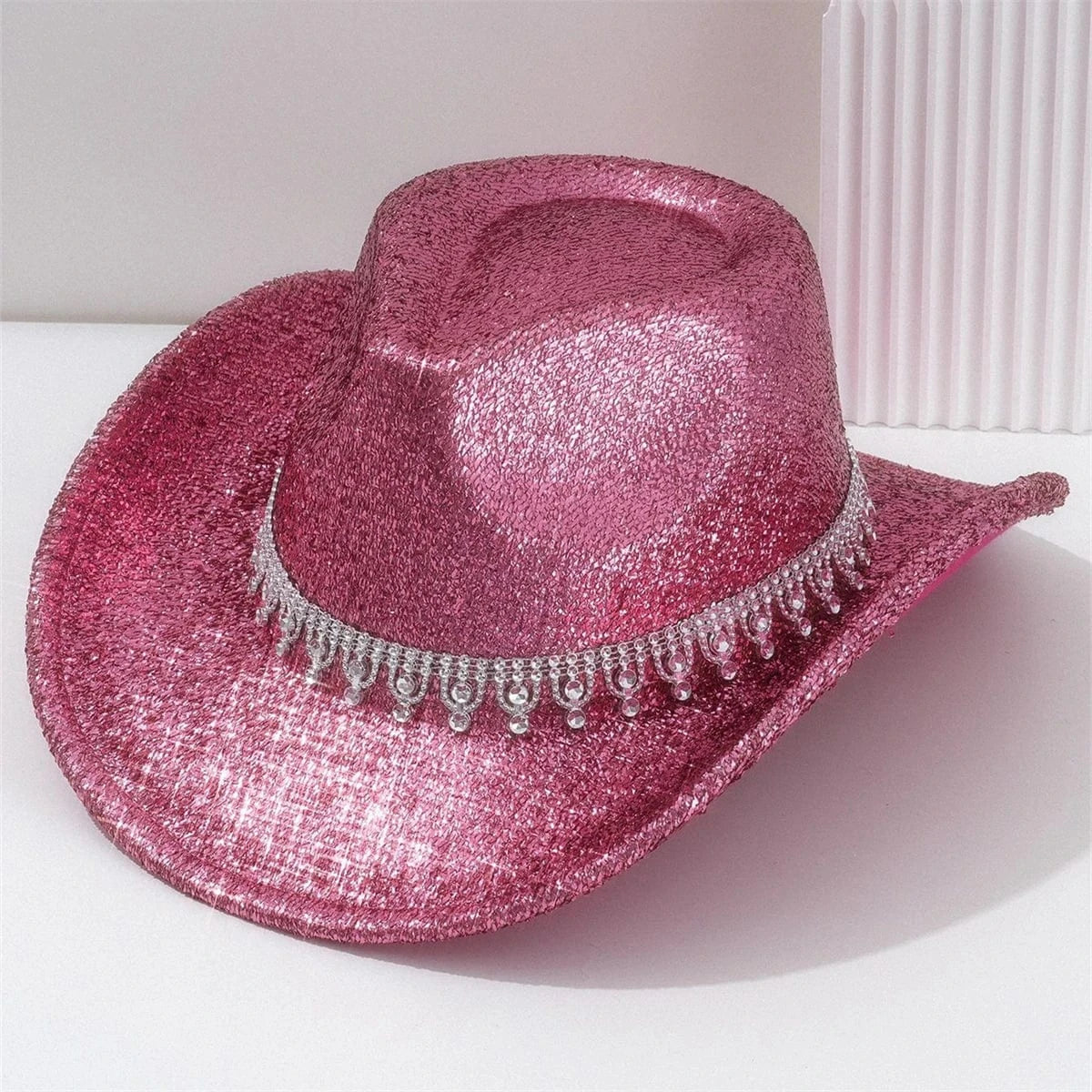 Westernhatt dam med strass 56-58cm / Rosa
