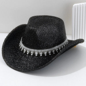 Westernhatt dam med strass 56-58cm / Svart