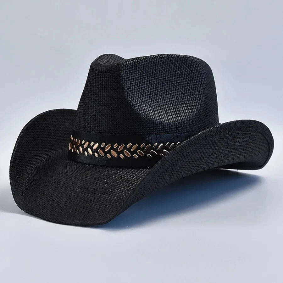 Westernhatt i Halm Svart / One Size