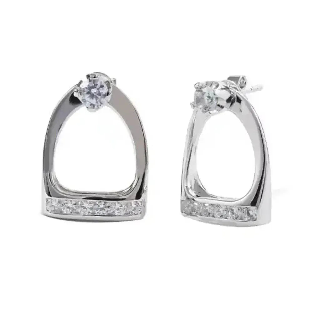 100% 925 Sterling Silver Bling Equestrian Horse Jewelry Micro Pave CZ Snaffle Bit 2025 New Charm Earring