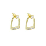 100% 925 Sterling Silver Bling Equestrian Horse Jewelry Micro Pave CZ Snaffle Bit 2025 New Charm Earring ME06 gold