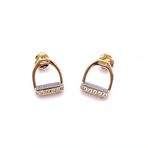 100% 925 Sterling Silver Pave Bling 5A CZ Horseshoe Stirrup Stud Earring Equestrian Horse Lover Jewelry