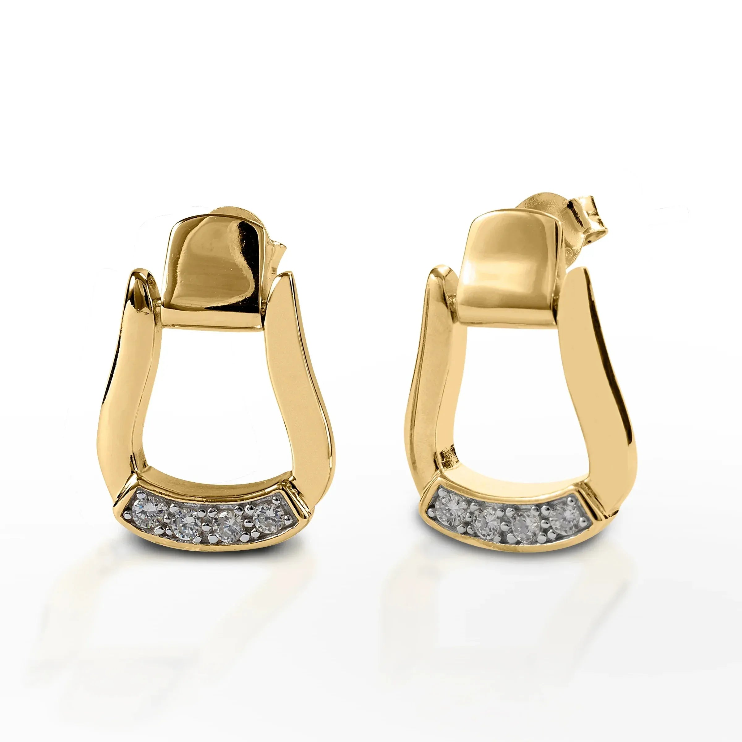 2025 Real 925 Sterling Silver Fashion Snaffle Bit Horseshoe U Shape Stud Earring Pave CZ Charm Equestrian Horse Jewelry